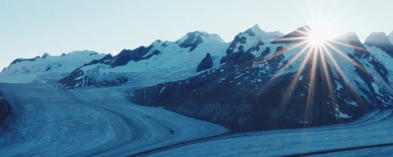Sunrise over Konkordiaplatz on the Great Aletsch Glacier