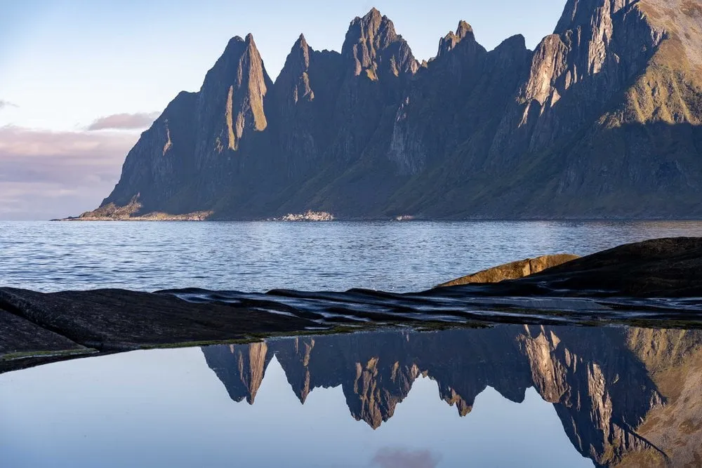 The Okshornan peaks reflected at Tungeneset