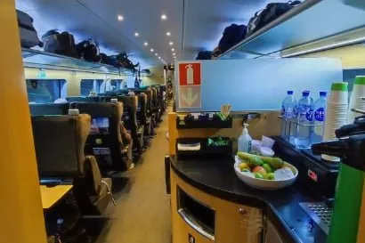 The first-class carriage on the train to Stockholm